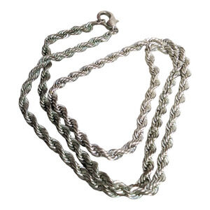 Silver Metal Twisted‎ Double Strand Rope Chain 18in Necklace Mens Womens Jewelry
